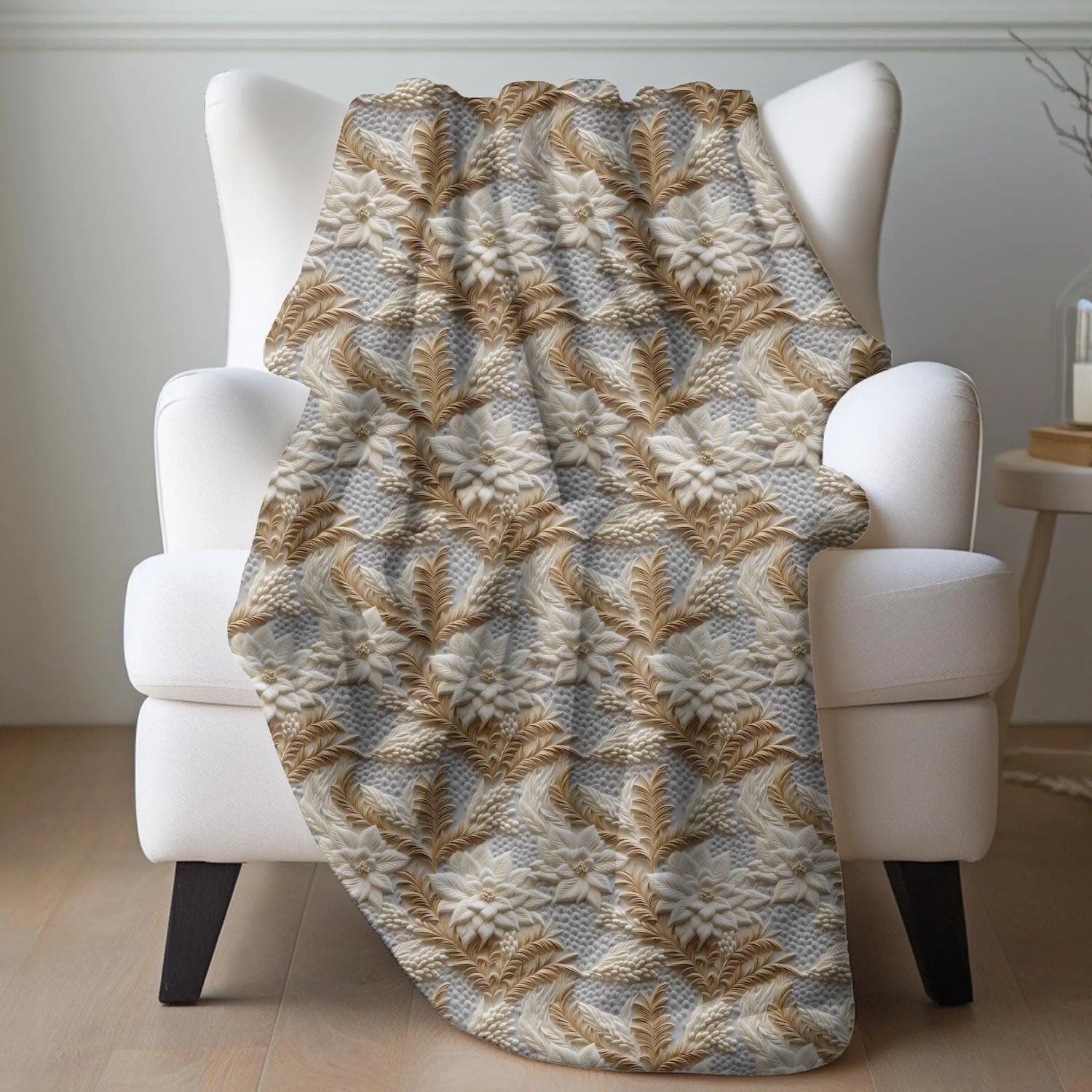 Cozy Velveteen Plush Blanket - Soft Floral Pattern Throw for Home Decor, Gift for Weddings, Birthday, Housewarming, Snuggling The Aurora Touch