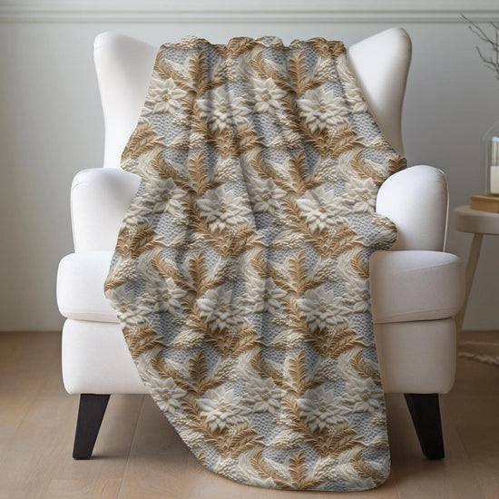 Cozy Velveteen Plush Blanket - Soft Floral Pattern Throw for Home Decor, Gift for Weddings, Birthday, Housewarming, Snuggling