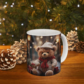 Holiday Bear Ceramic Mug, Designers Mug, Bear Portrait, Xmas Mug, Female Gift, 11oz Novelty Mug The Aurora Touch