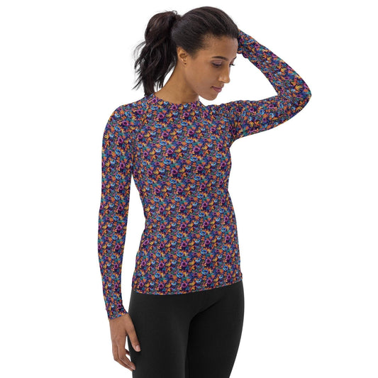 Women's Vibrant All-Over Print Rash Guard – Colorful Pattern Wear for Active Women