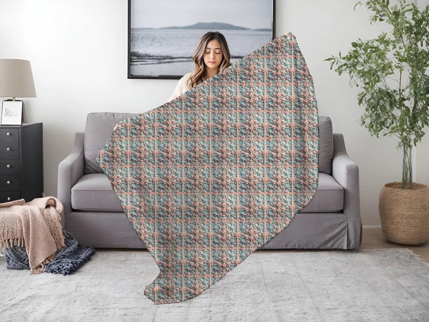 Victorian Style 3D Velveteen Plush Blanket Throw - Soft Cozy Home Decor, Warm Winter Gift, Luxury Bedding, Elegant Couch Accent, Unique
