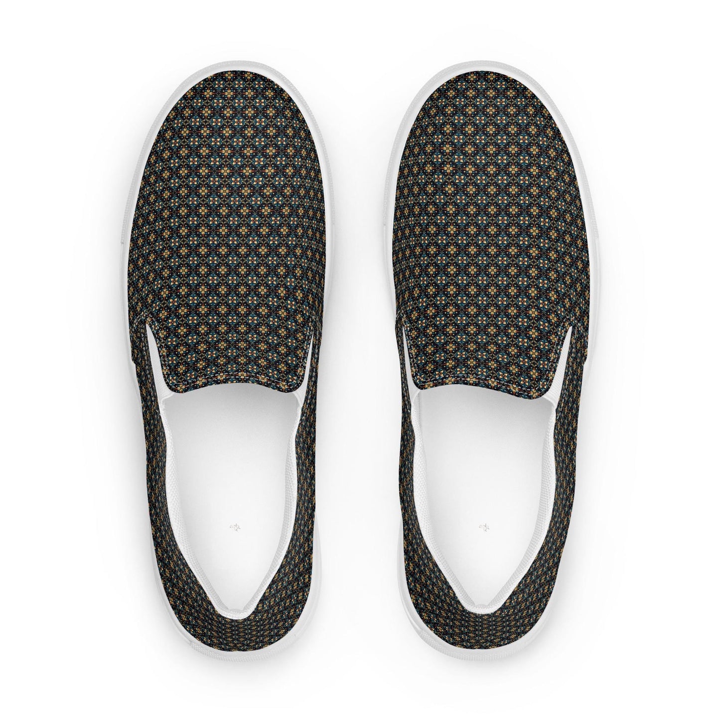 Geometric Stylish Men’s Slip-On Canvas Shoes | Trendy Casual Footwear for Men | Fashionable Comfortable Sneakers | Unique Modern Design
