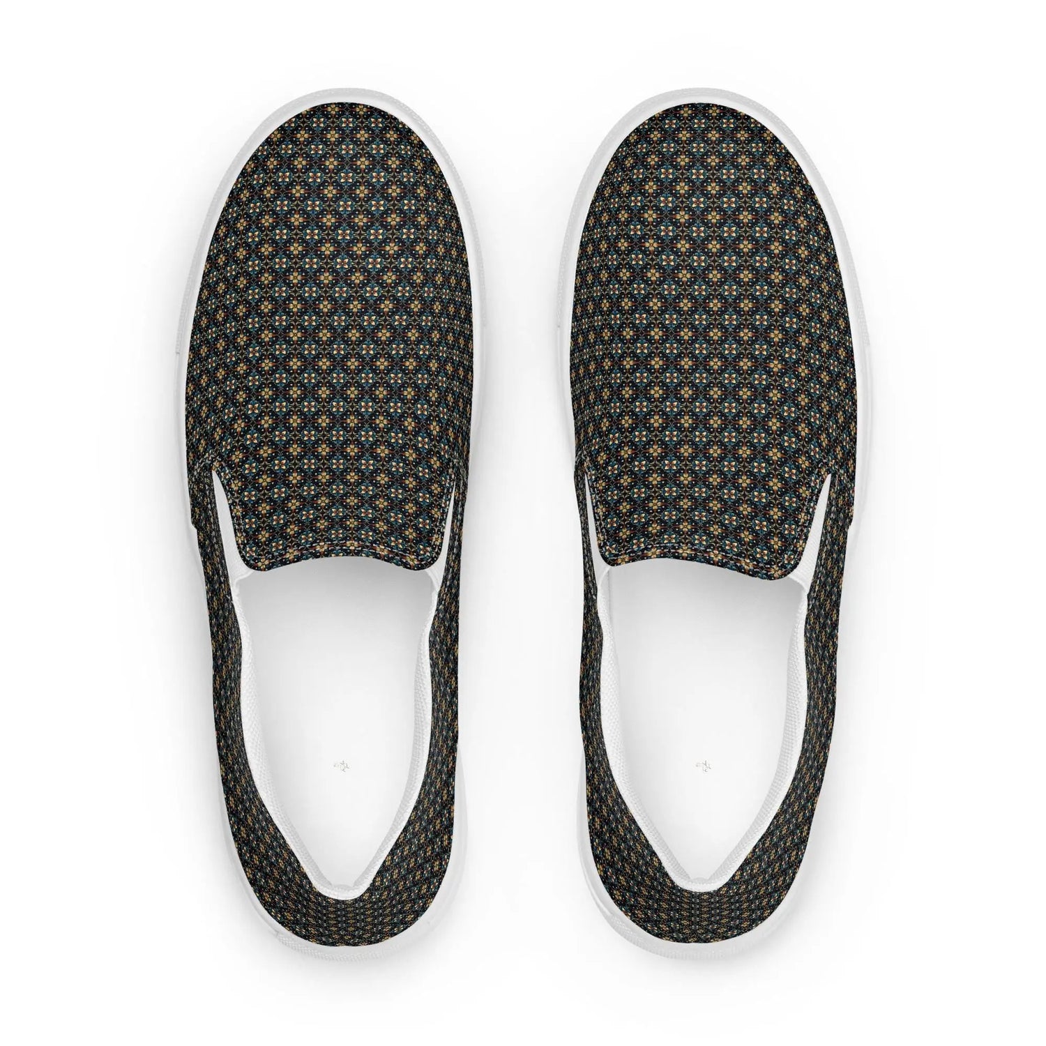 Geometric Stylish Men’s Slip-On Canvas Shoes | Trendy Casual Footwear for Men | Fashionable Comfortable Sneakers | Unique Modern Design