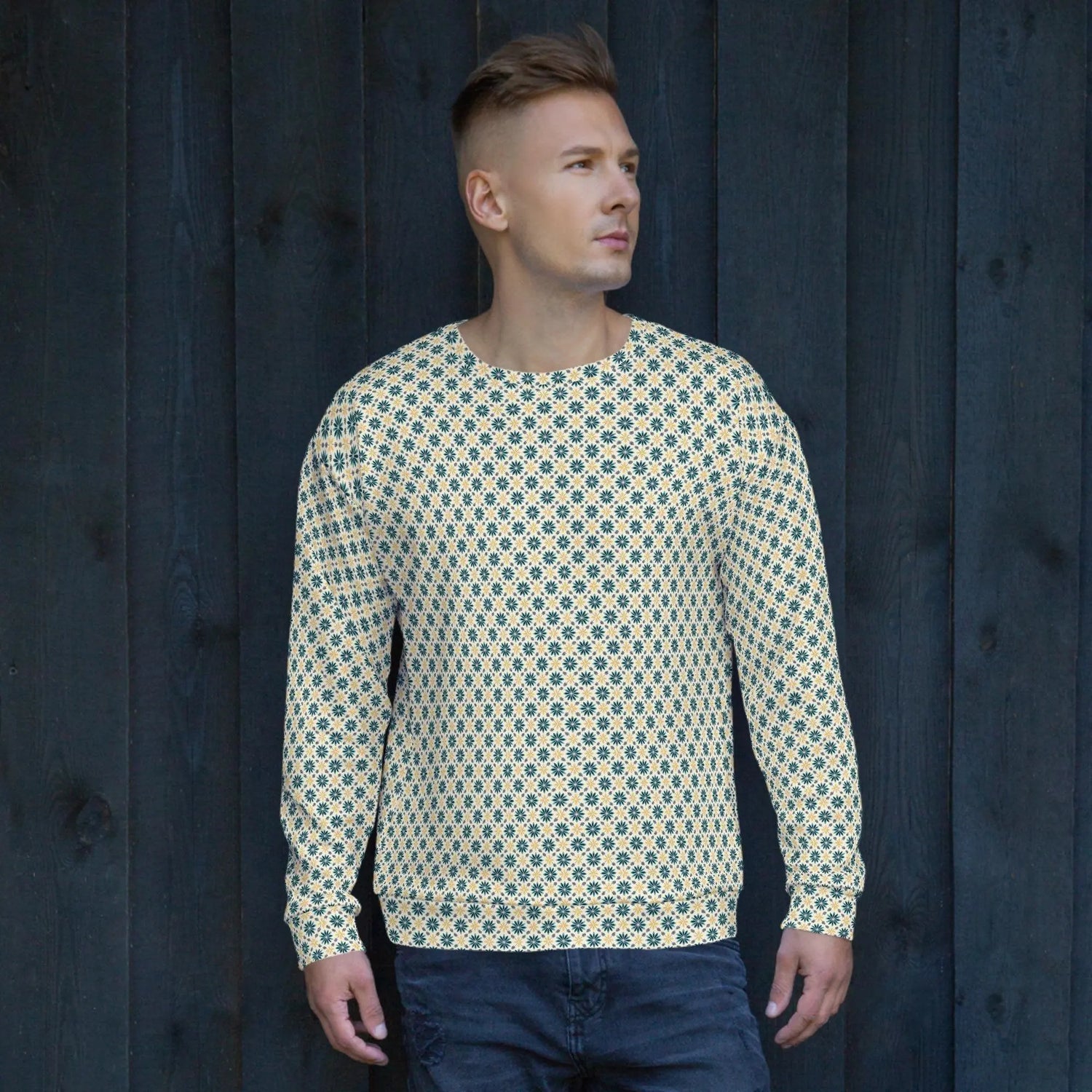 Men’s All-Over Print Casual Sweatshirt | Fashionable Unisex Pullover | Trendy Graphic Hoodie | Cozy, Comfortable & Stylish Sweatshirt The Aurora Touch