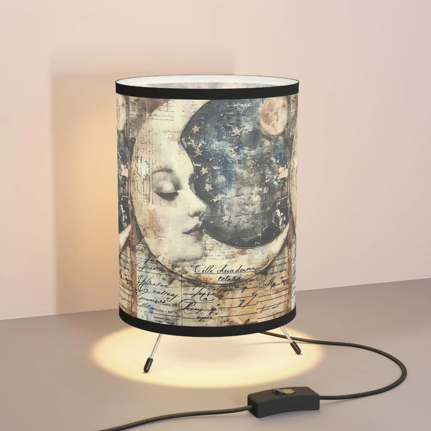 Artistic Tripod Lamp with High-Res Printed Shade, Mood Lighting for Home Decor, Bohemian Style, Celestial Gift Idea, Bedroom Lamp, Reading The Aurora Touch
