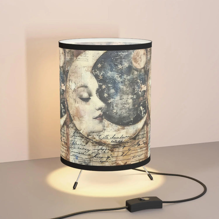 Artistic Tripod Lamp with High-Res Printed Shade, Mood Lighting for Home Decor, Bohemian Style, Celestial Gift Idea, Bedroom Lamp, Reading The Aurora Touch