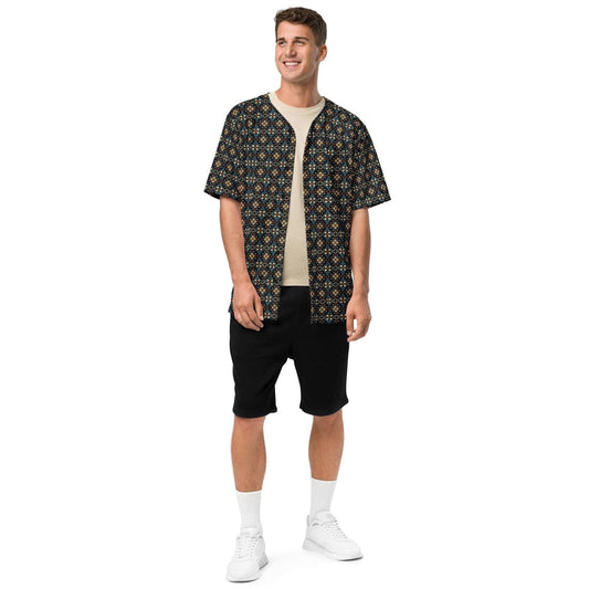 Geometric Stylish Men's Recycled Baseball Jersey – Trendy, Eco-Friendly, Comfortable Fashion-Forward – Perfect for Casual Wear & Sports