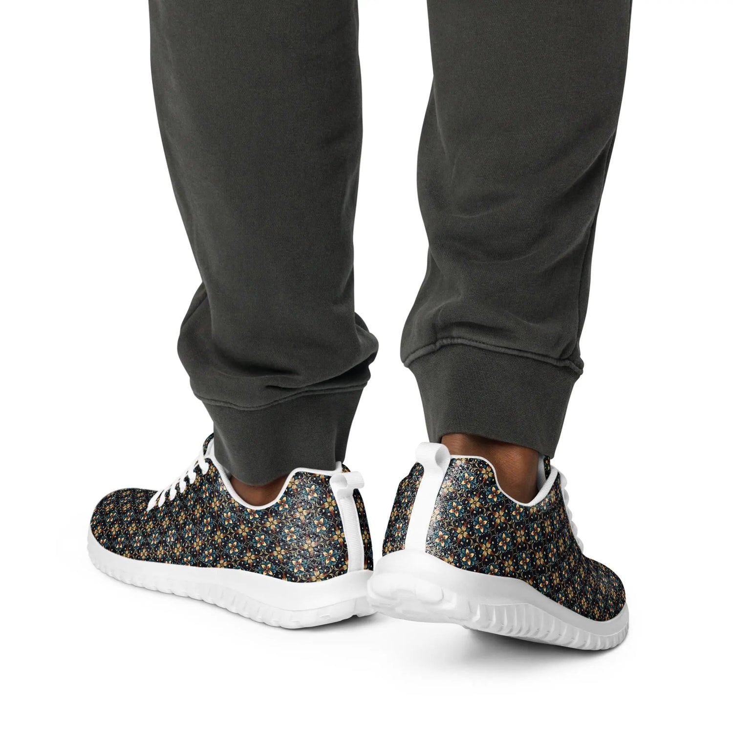 Geometric All-Over Pattern Men’s Athletic Shoes – Trendy, Comfortable, Stylish Casual Sneakers for Everyday Wear & Sports