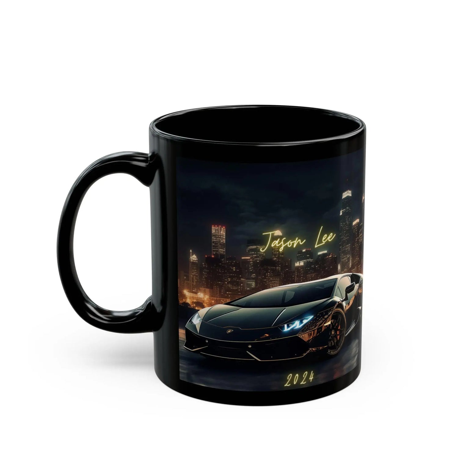Black Mug - 11oz Personalized Lamborghini Black Mug for Men, Designer Mug, Male Birthday Gift, Holiday Sale Item, Stocking Stuffer The Aurora Touch