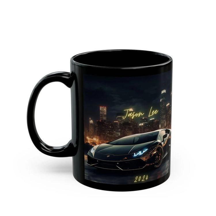 Black Mug - 11oz Personalized Lamborghini Black Mug for Men, Designer Mug, Male Birthday Gift, Holiday Sale Item, Stocking Stuffer The Aurora Touch