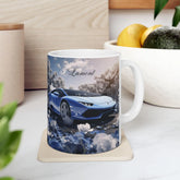 Blue Lamborghini Personalized Ceramic Mug 11oz, Exotic Car Luxury Design for Special someone Mug, Luxury Kitchen Decor, Fancy Coffee Mug The Aurora Touch