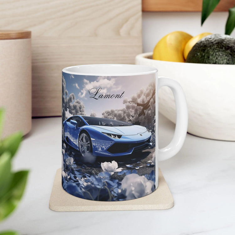 Blue Lamborghini Personalized Ceramic Mug 11oz, Exotic Car Luxury Design for Special someone Mug, Luxury Kitchen Decor, Fancy Coffee Mug The Aurora Touch