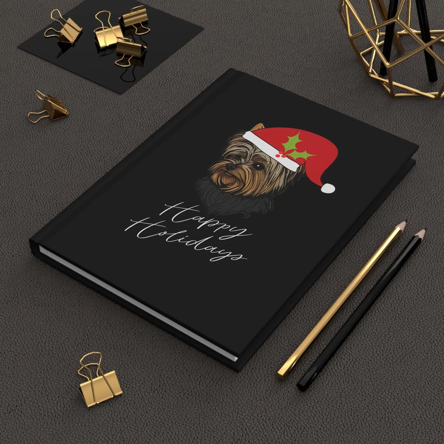 Xmas Yorkie Design Hardcover Journal | Yorkie Puppy Daily Notebook | Holiday Inspired Journal | Perfect Xmas Gift | Personal Journal The Aurora Touch