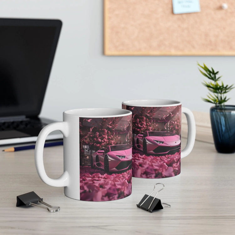Personalized Pink Lamborghini Ceramic Mug 11oz | Luxury Car Design Coffee & Tea Mug | Sexy Holiday Gift | Custom Lamborghini Mug The Aurora Touch