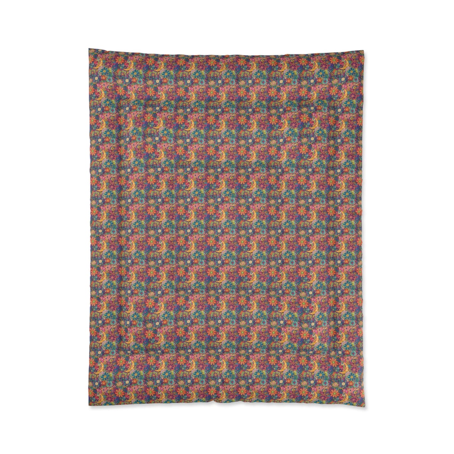 Vibrant Floral Comforter, Cozy Bedroom Blanket, Boho Bedding, Colorful Quilt, Perfect for Spring Decor, Great for Gifts