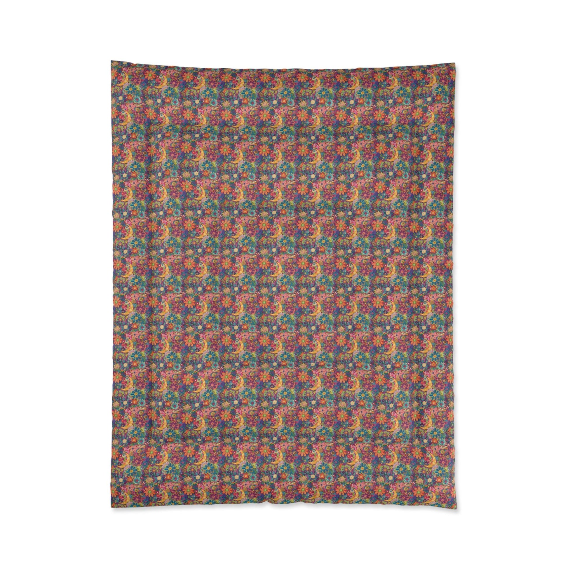 Vibrant Floral Comforter, Cozy Bedroom Blanket, Boho Bedding, Colorful Quilt, Perfect for Spring Decor, Great for Gifts