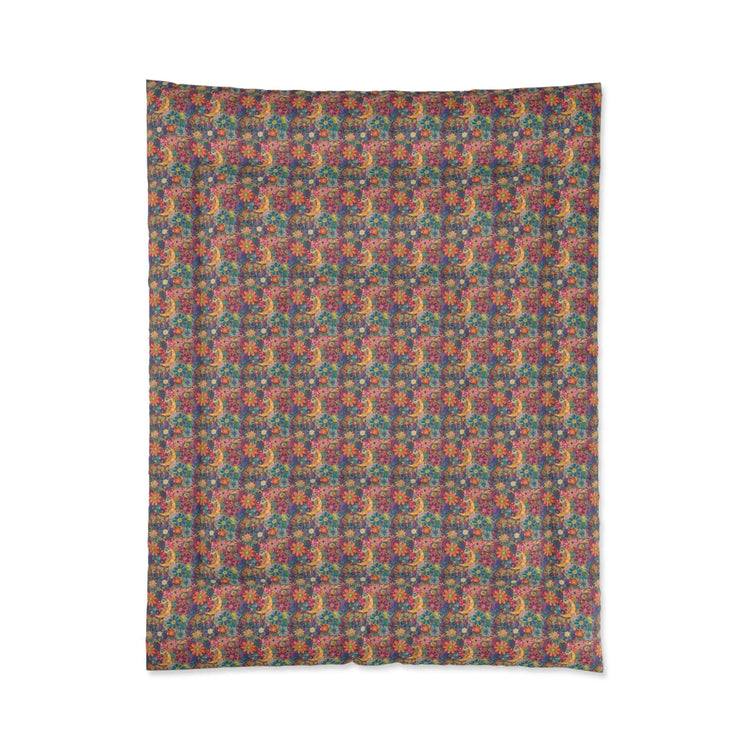Vibrant Floral Comforter, Cozy Bedroom Blanket, Boho Bedding, Colorful Quilt, Perfect for Spring Decor, Great for Gifts