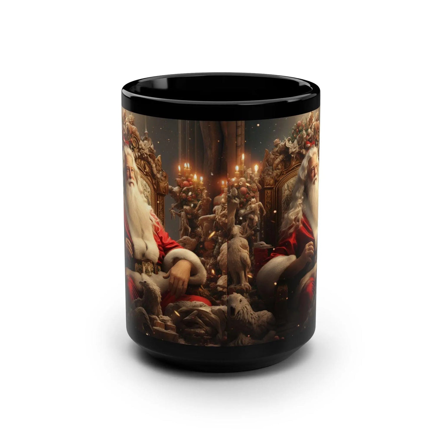 Realistic Santa Black Mug 15oz, Santa Claus Holiday Gift, Unique Kitchen Decor, Housewarming Gift, Stocking Stuffer, Teacher & Aunt Gift The Aurora Touch