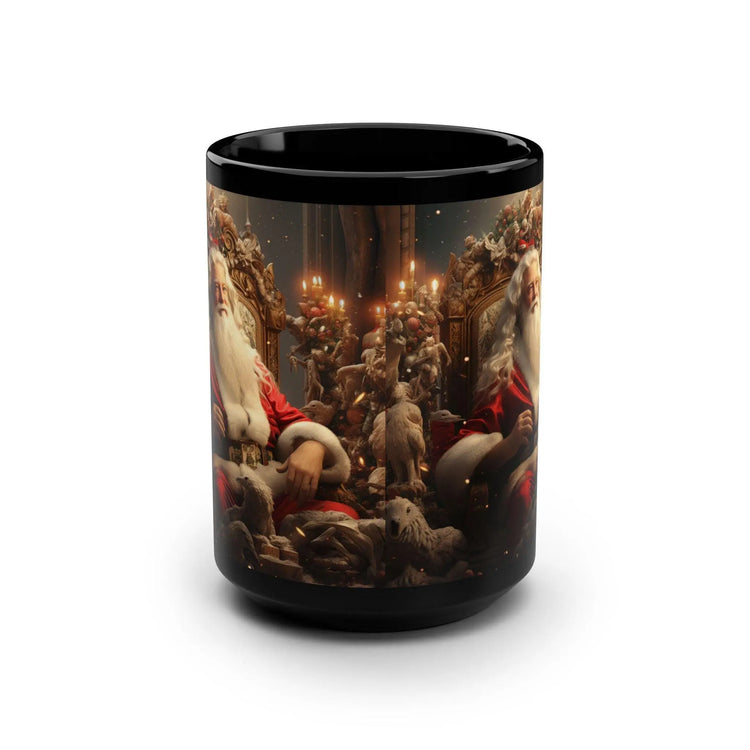 Realistic Santa Black Mug 15oz, Santa Claus Holiday Gift, Unique Kitchen Decor, Housewarming Gift, Stocking Stuffer, Teacher & Aunt Gift The Aurora Touch