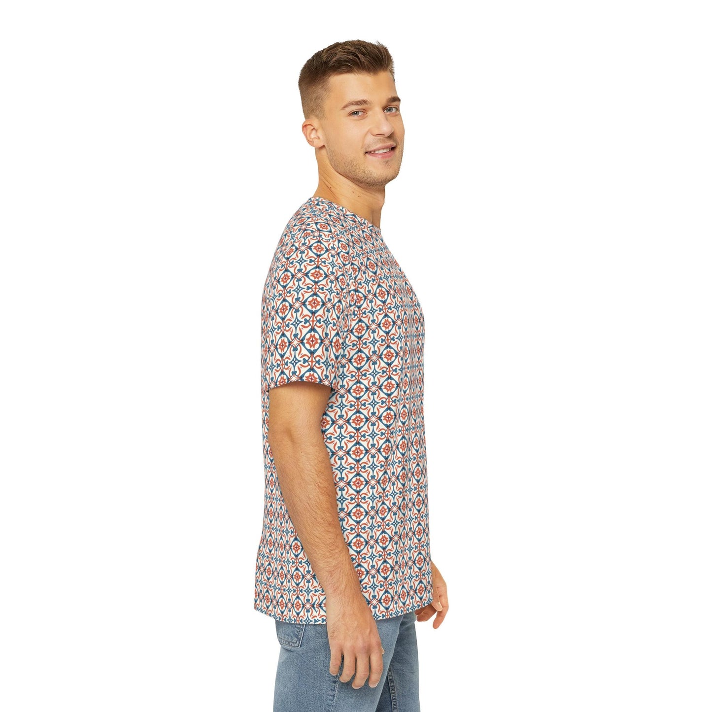 Stylish Men's Polyester Tee - Geometric Print, Casual Wear, Summer Fashion, Gift for Him, Outdoor Events, Graphic Tee