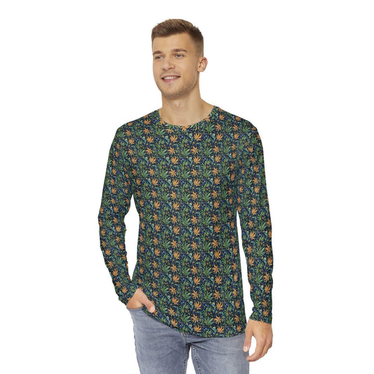 Tropical Vibe Men&#39;s Long Sleeve Shirt - Perfect for Beach Days, Casual Outings, Gift for Him, Summer Style, Relaxed Fit