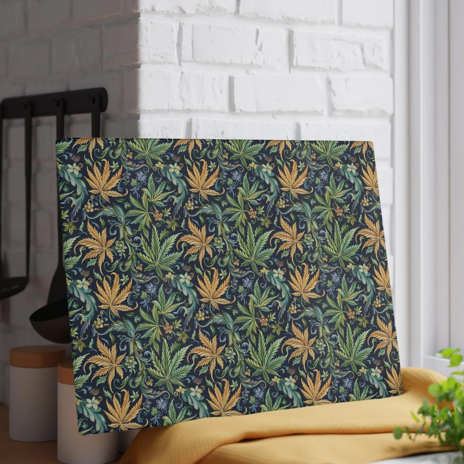 Artisan Floral Glass Cutting Board - Elegant Kitchen Decor, Gift for Foodies, Housewarming, Cooking Essentials, Unique Home Decor