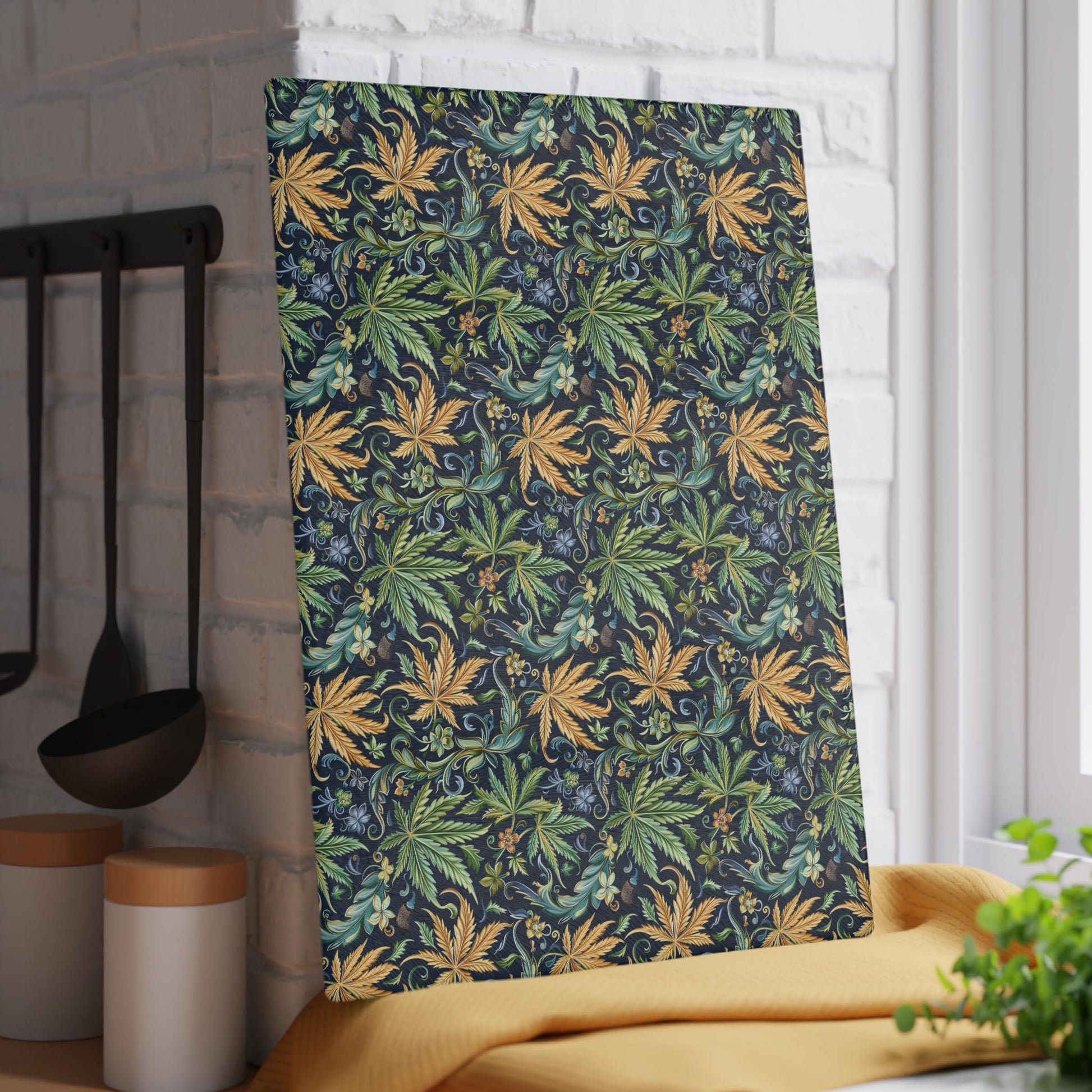 Artisan Floral Glass Cutting Board - Elegant Kitchen Decor, Gift for Foodies, Housewarming, Cooking Essentials, Unique Home Decor