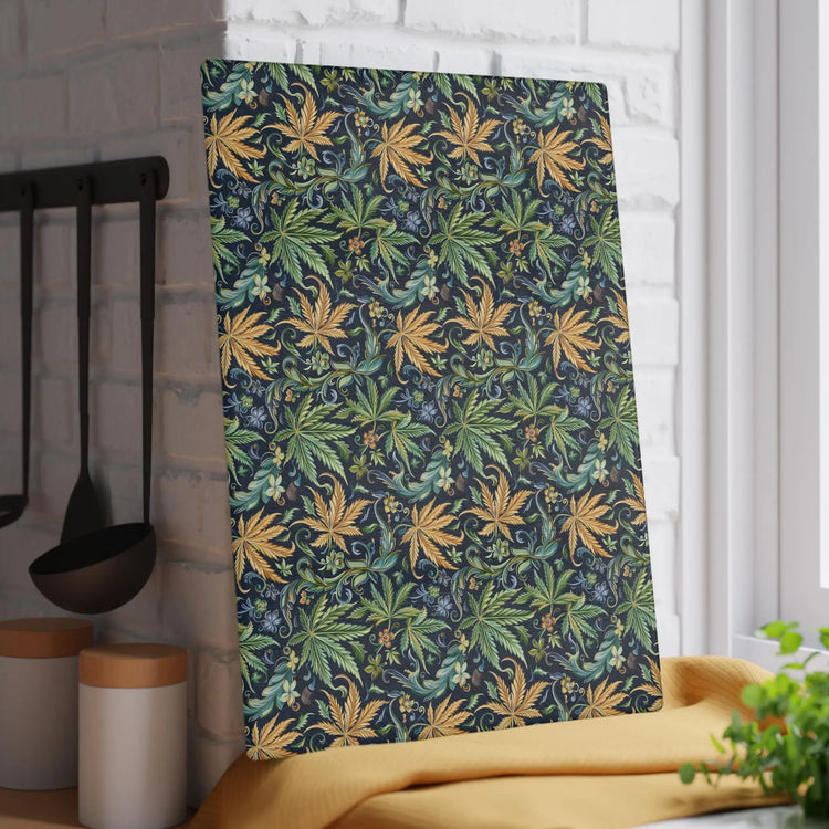 Artisan Floral Glass Cutting Board - Elegant Kitchen Decor, Gift for Foodies, Housewarming, Cooking Essentials, Unique Home Decor