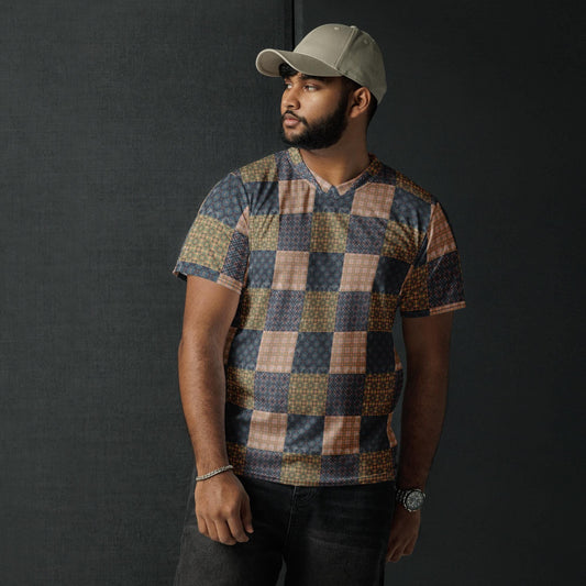 Men&#39;s All-Over Checkered Pattern Sports Jersey – Unique Designer Recycled Unisex Activewear