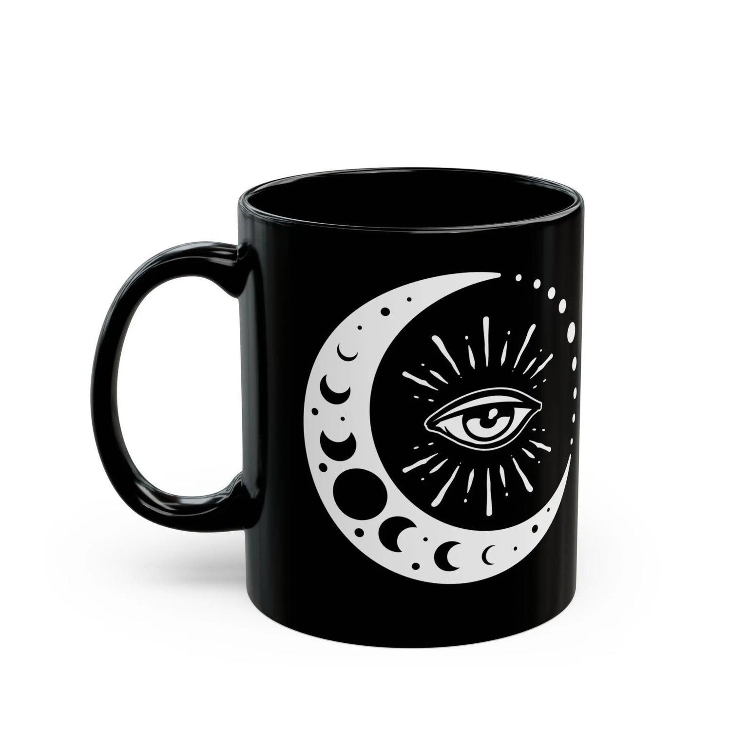 Celestial Black Mug - Eye and Moon Coffee Mug, Astrological Mystical Art, Magical Gift, Celestial Design Drinking Mug, Celestial Mug The Aurora Touch