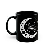 Celestial Black Mug - Eye and Moon Coffee Mug, Astrological Mystical Art, Magical Gift, Celestial Design Drinking Mug, Celestial Mug The Aurora Touch