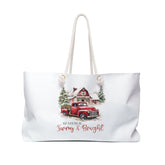 Weekender Bag, Holiday Weekend Bag, Carry On Travel Bag, Oversized Xmas Tote, Personal Item Bag, large White Tote, Xmas Novelty Tote The Aurora Touch