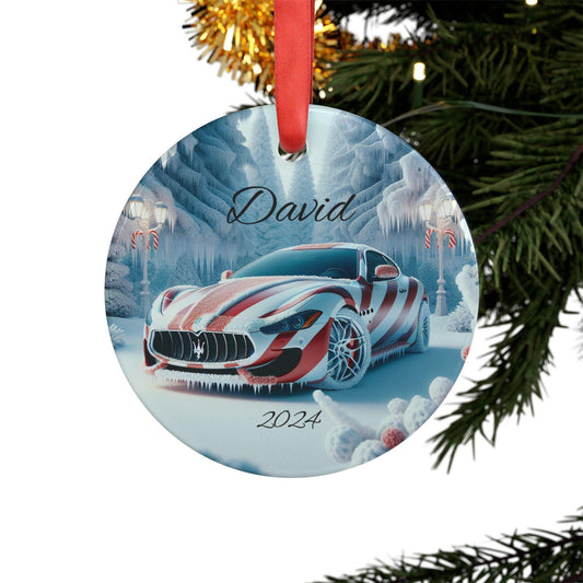 Personalized Car Ornament, Custom Holiday Decoration, Christmas Gift, Maserati Ornament with Ribbon, Unique Tree Decor, 2024 Edition