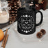 Black Mug (11oz, 15oz), Black Cat Moon Phase Mug, Astrology designed Coffee Mug , Multisize Moon tea cup, spellbound cat mug The Aurora Touch