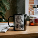 Celestial Black Mug - The Sun Tarot Card Coffee Cup, Mystical Psychic Gift, 11oz 15oz Mug, Tarot Card Readings, Mystic Drinking Cup The Aurora Touch