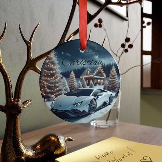 Personalized Acrylic Ornament with Car Design, Custom Holiday Decoration, Unique Gift for Car Lovers, Tree Decor, Keepsake, Lamborghini