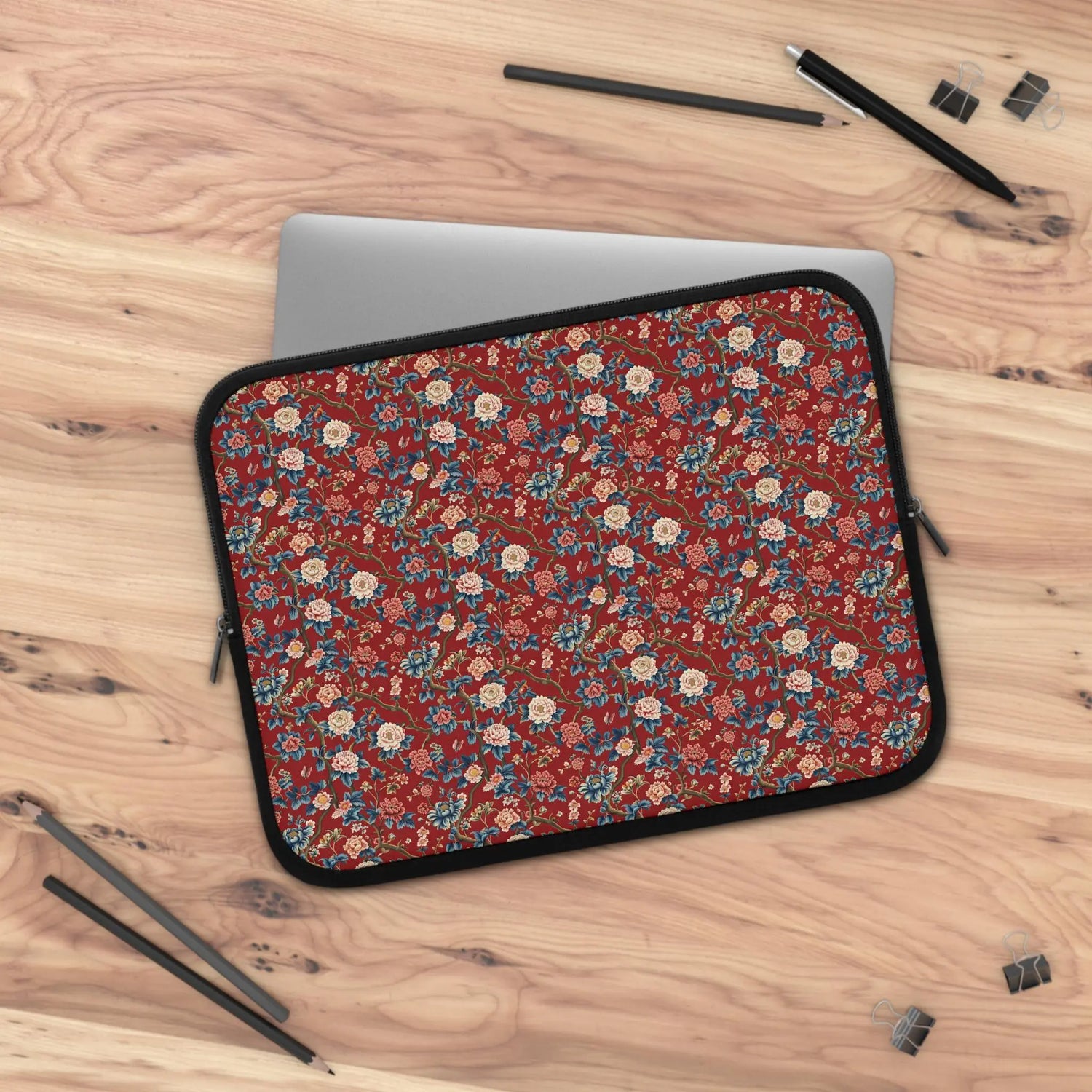 Bohemian Floral Laptop Sleeve, Chinioise Stylish Tech Organizer, Gift for Students, Work & Travel Accessory, Computer Case The Aurora Touch