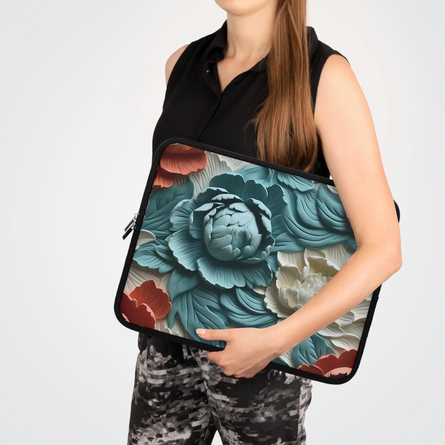 Floral Laptop Sleeve- Stylish Tech Accessory for Home, Office or Travel, Perfect Gift for Students or Professionals, 3D Vibrant Nature