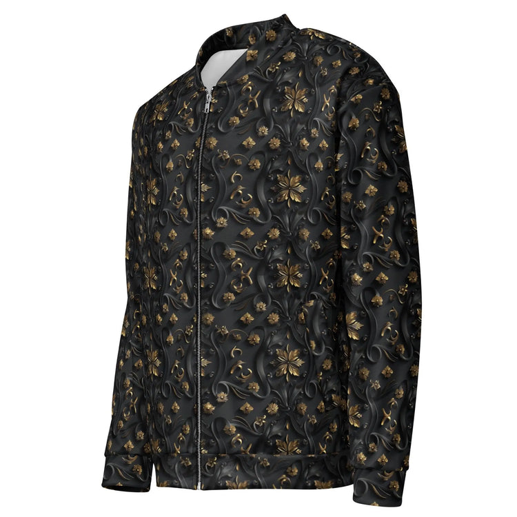 Exclusive 3D Black Gold Bomber Jacket for Men - Unique Design, Luxury Streetwear, Custom Fashion, Statement Outerwear