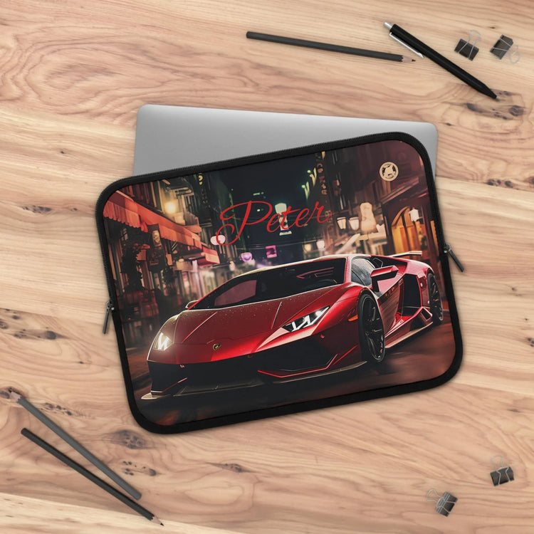 Sports Car Laptop Sleeve - Personalized Tech Case, Gift for Car Lovers, Custom Laptop Bag, Unique Present for Him, Red Lamborghini Design The Aurora Touch