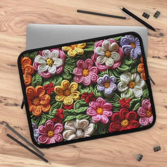 Floral 3D Embroidered Laptop Sleeve, Stylish Tech Case, Laptop Bag, Gift for Her, Cute Computer Sleeve, Spring Accessories The Aurora Touch