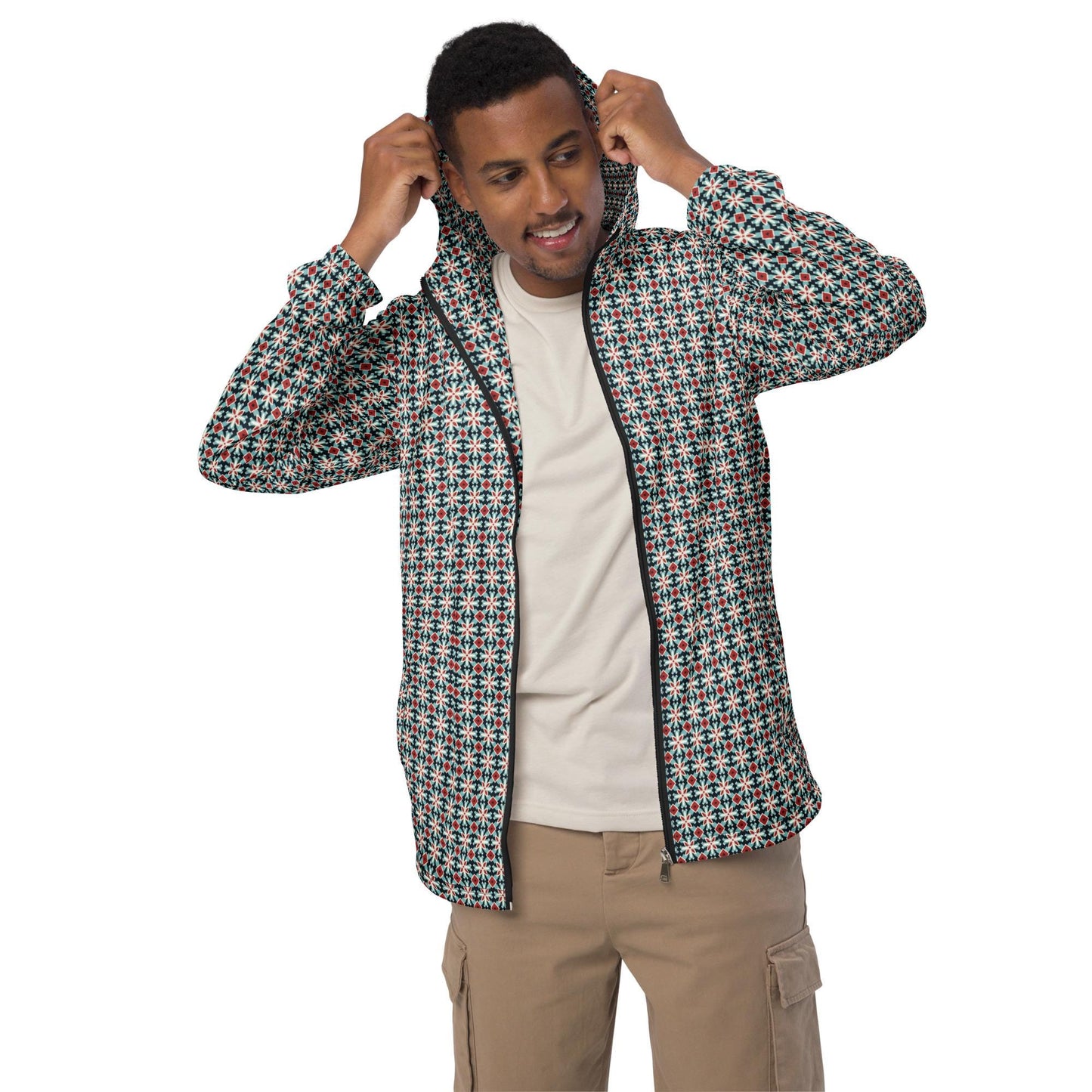 Men&#39;s Geometric Stylish Windbreaker Jacket | Trendy, Practical & Lightweight Outdoor Wear | Perfect for Casual Active Lifestyle | Waterproof