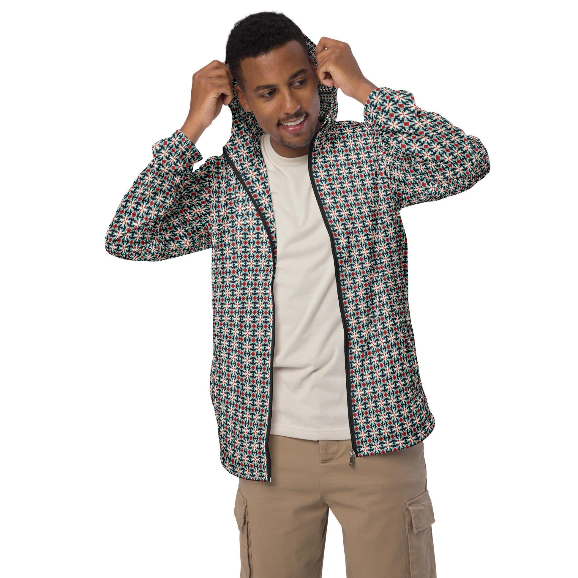 Men&#39;s Geometric Stylish Windbreaker Jacket | Trendy, Practical & Lightweight Outdoor Wear | Perfect for Casual Active Lifestyle | Waterproof