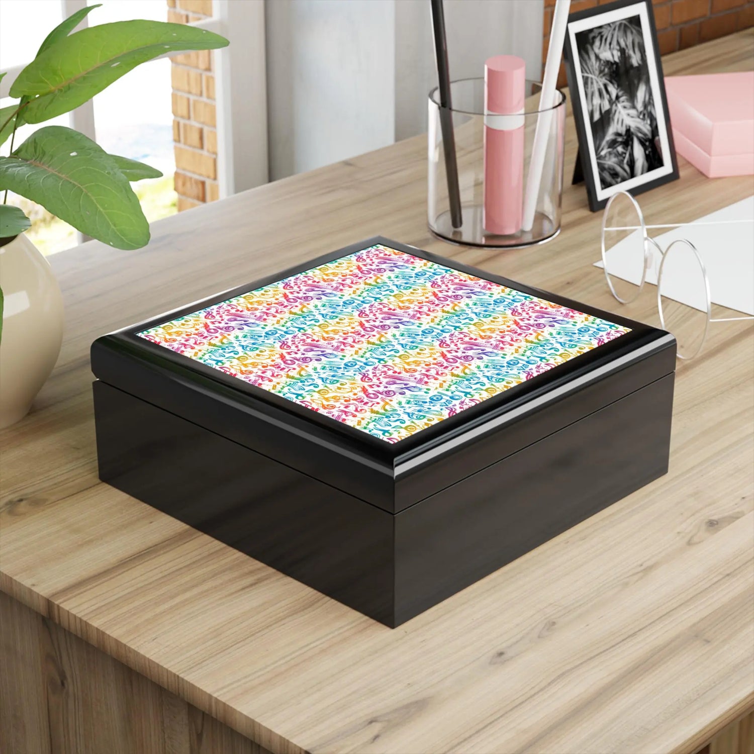 Colorful Music Note Jewelry Box, Decorative Storage for Musicians, Gift for Music Lovers, Unique Keepsake Organizer