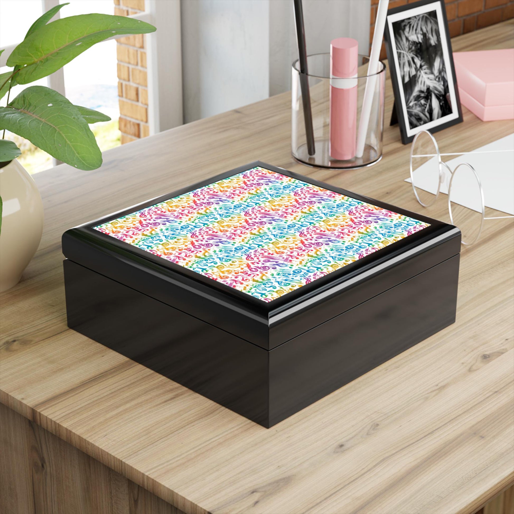 Colorful Music Note Jewelry Box, Decorative Storage for Musicians, Gift for Music Lovers, Unique Keepsake Organizer