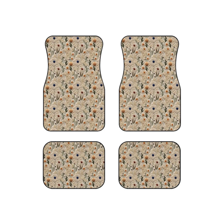 Floral Car Mats Set of 4, Elegant Car Accessories, Nature Inspired Vehicle Decor, Gifts for New Car Owners, Flower Design Floor Mats
