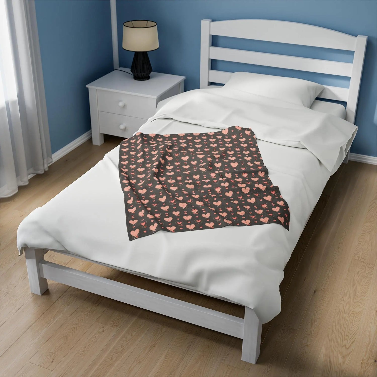 Cozy Heart Pattern Velveteen Plush Blanket, Soft Throw, Valentine&