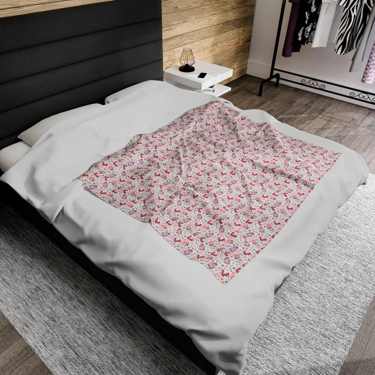 Valentines PrintVelveteen Plush Blanket, Cozy Throw, Soft Bedding, Home Decor, Perfect for Picnics, Gifts for Her, Bedroom