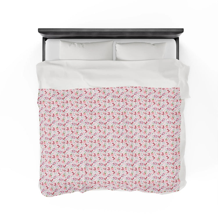 Valentines PrintVelveteen Plush Blanket, Cozy Throw, Soft Bedding, Home Decor, Perfect for Picnics, Gifts for Her, Bedroom