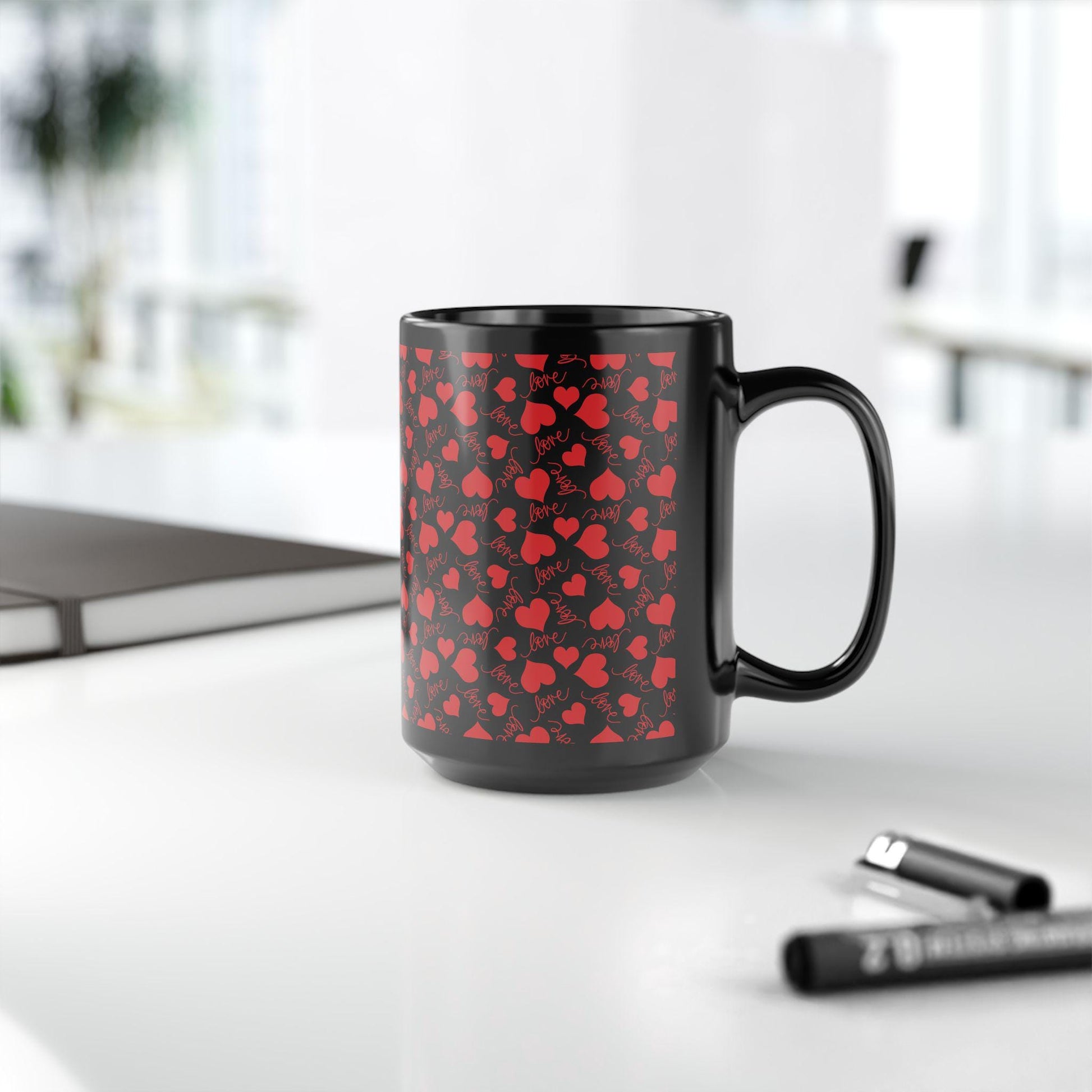 Red Hearts Love Mug - Perfect for Valentine's Day, Romantic Gifts, Coffee Lover, Home Decor, Unique Gift Idea